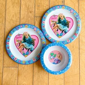 Barbie 90s Y2K Vintage Plastic Plates and Bowls Set Collectible